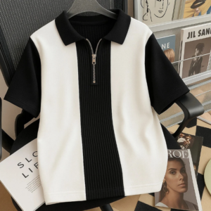 Cotton Blend White, Black T-Shirt